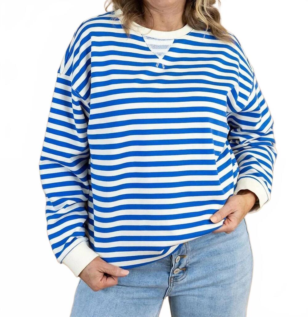 NEW WISHLIST traci striped oversized sweatshirt in blue/cream